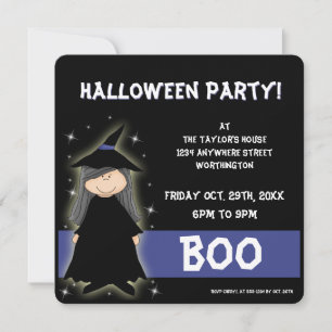 Little Witch Kid's Halloween Party Invitation
