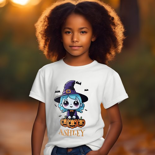 Little Witch Kids Halloween Tee Shirt
