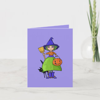 Little Witch purple Halloween Note Card