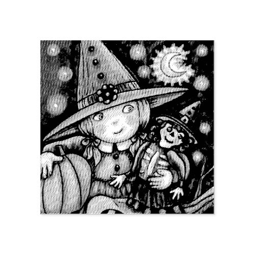 LITTLE WITCH  RAG DOLL HALLOWEEN RUBBER STAMP