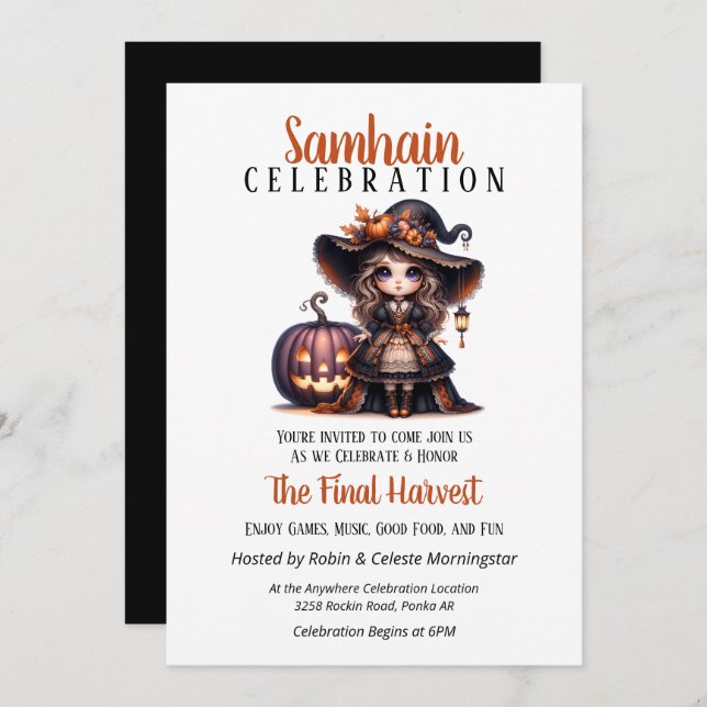 Little Witch Samhain Harvest Halloween Party Invitation (Front/Back)