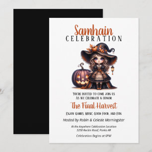 Little Witch Samhain Harvest Halloween Party Invitation
