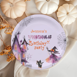 Little witch Spooktacular Birthday Halloween party Paper Plates