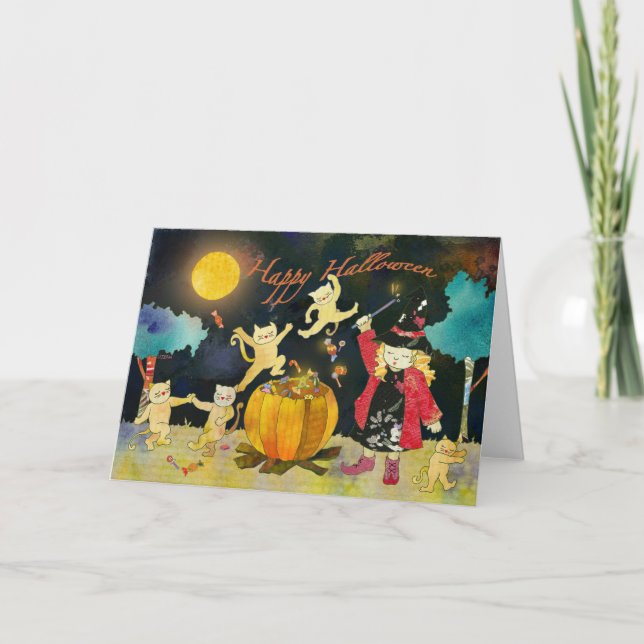 Little Witch's Magic Cauldron: Happy Halloween! Card (Front)