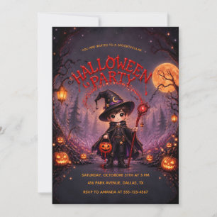 Little Wizard Halloween Party Kids  Invitation