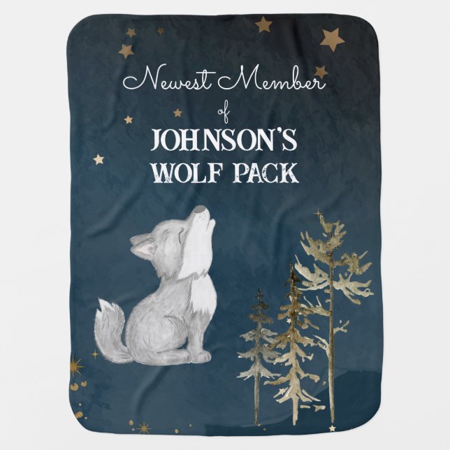 Little wolf themed baby  blanket (Front)