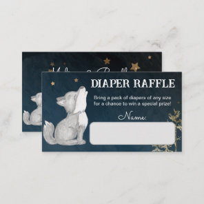 Little wolf themed baby shower diaper raffle enclosure card