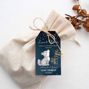Little wolf themed baby shower favor gift tags