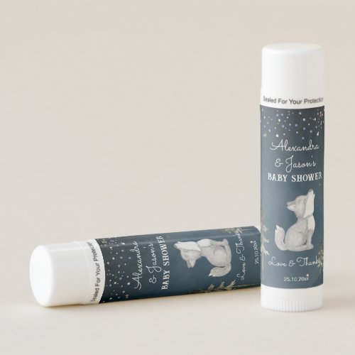 Little wolf themed baby shower favor gifts lip balm