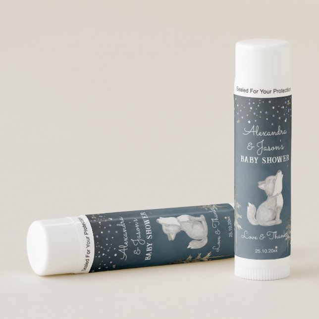Little wolf themed baby shower favor gifts lip balm (Front)