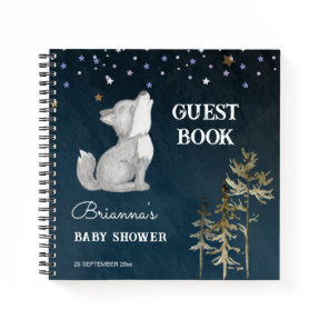 Little wolf themed baby shower guest book