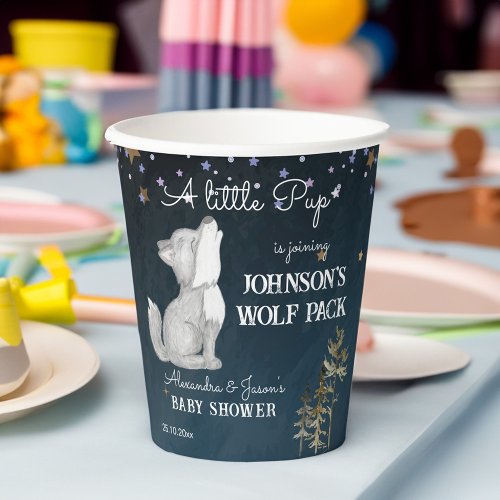 Little wolf themed baby shower tableware paper cups