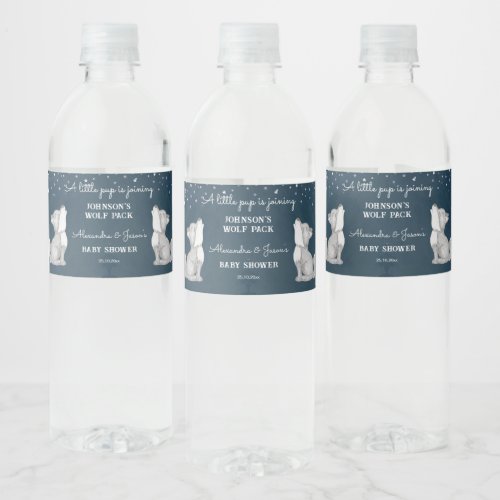 Little wolf themed baby shower tableware water bottle label