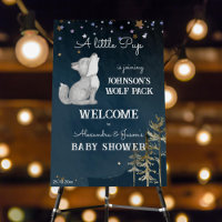 Little wolf themed baby shower welcome sign
