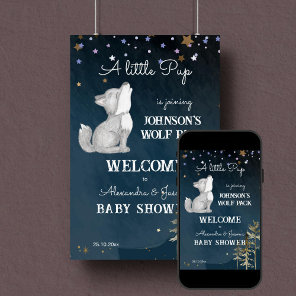 Little wolf themed baby shower welcome sign