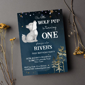 Little wolf themed birthday party invitation