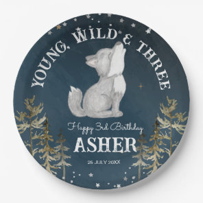Little wolf themed birthday party monogrammed paper plates