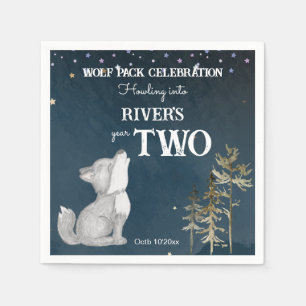 Little wolf themed birthday party printed napkins