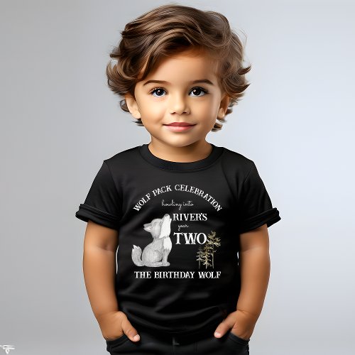 Little wolf themed birthday party printed toddler t_shirt