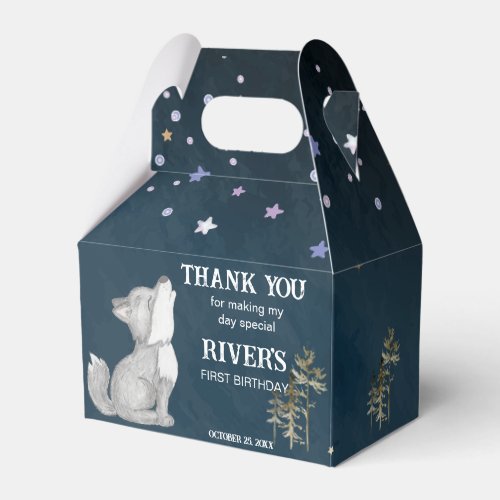 Little wolf themed birthday party wild one favor boxes