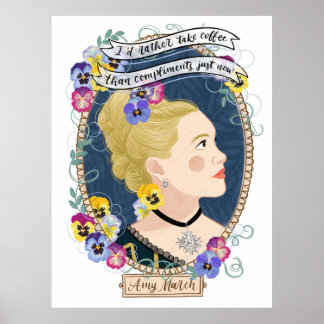 Little Women potraits Amy March botanical illustra Poster