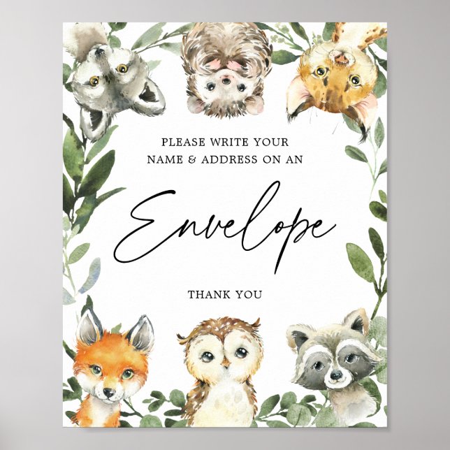 Little Woodland Baby Shower Address Envelope Sign (Front)