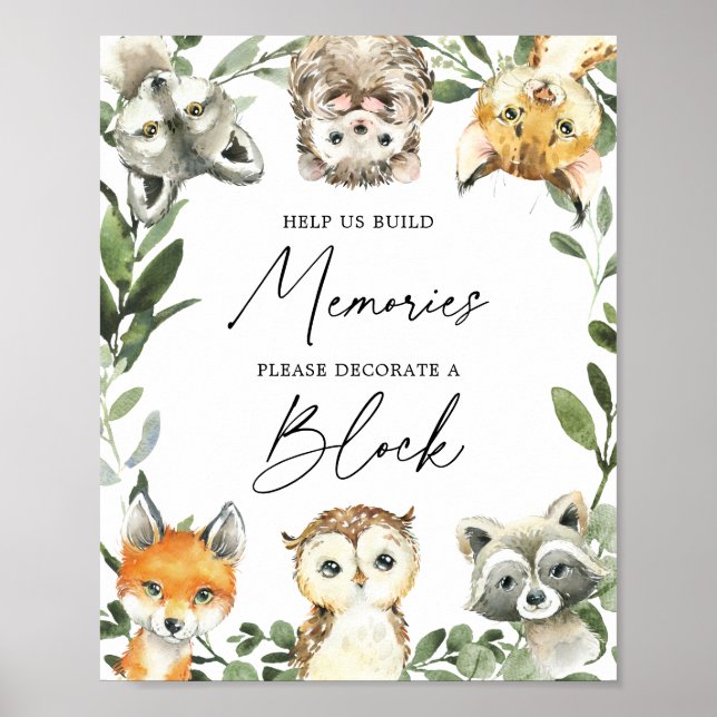 Little Woodland Baby Shower Decorate A Block Sign (Front)
