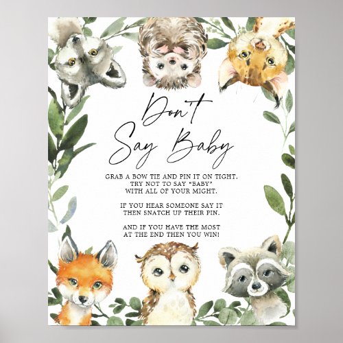 Little Woodland Baby Shower Dont Say Baby Sign