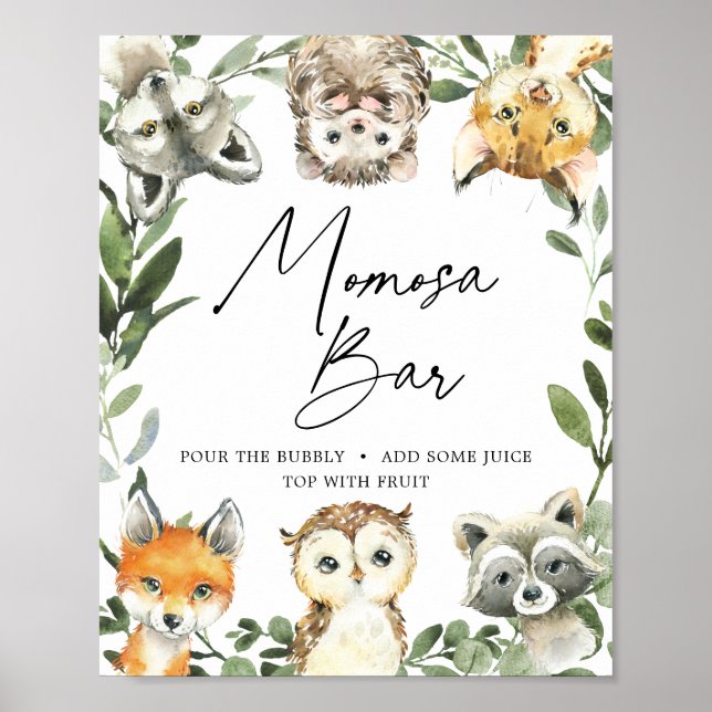 Little Woodland Baby Shower Mimosa Bar Sign (Front)