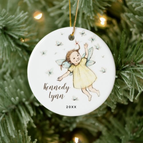 Little Woodland Fairy Personalized Girls Name Ceramic Ornament