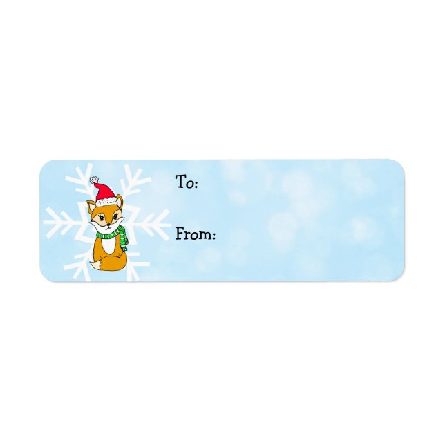 Little Woodland Fox and Snowflakes To and From Label (Front)
