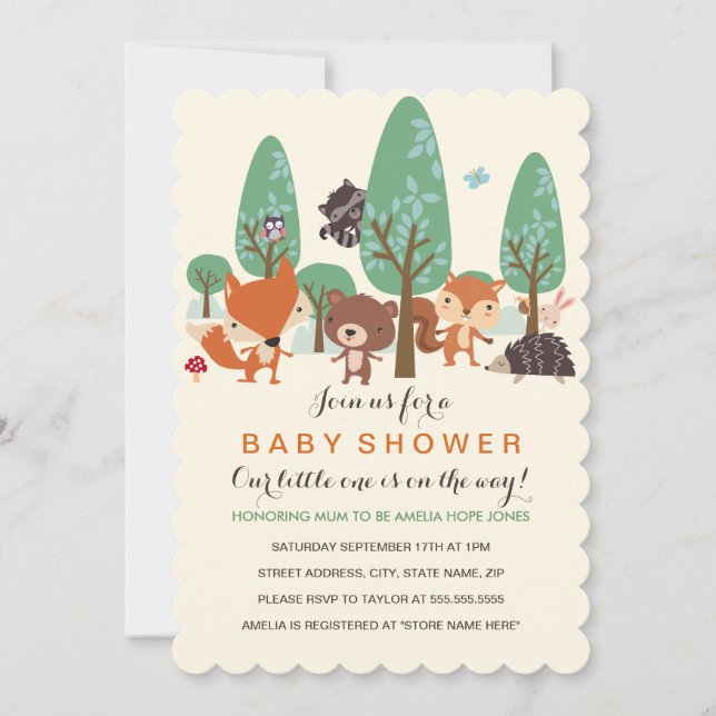 Little Woodland Friends Baby Shower Invitation (Front)