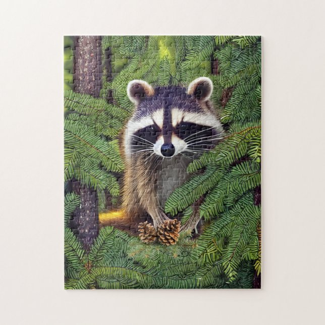 Little Woodland Wilderness Raccoon Jigsaw Puzzle (Vertical)