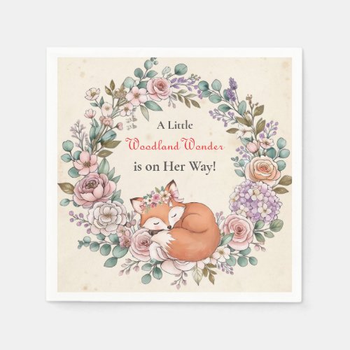 Little Woodland Wonder is on her Way | Baby Shower Napkins