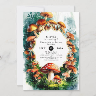 Little Woods Mushroom Birthday Invitation