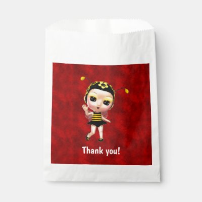 Little Yellow Bumblebee Fairy Doll on Red Velvet