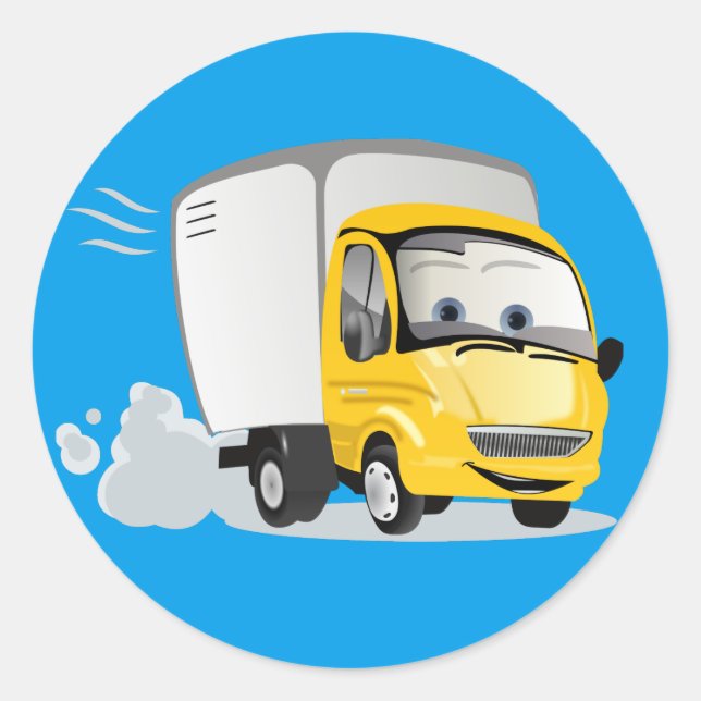 Little Yellow Cartoon Truck for Kids! Classic Round Sticker (Front)