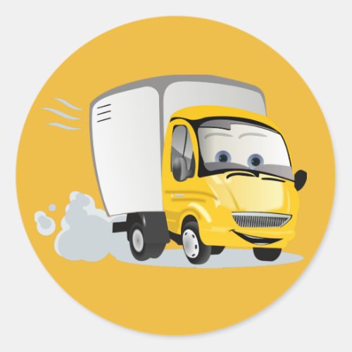 Little Yellow Cartoon Truck for Kids Classic Round Sticker