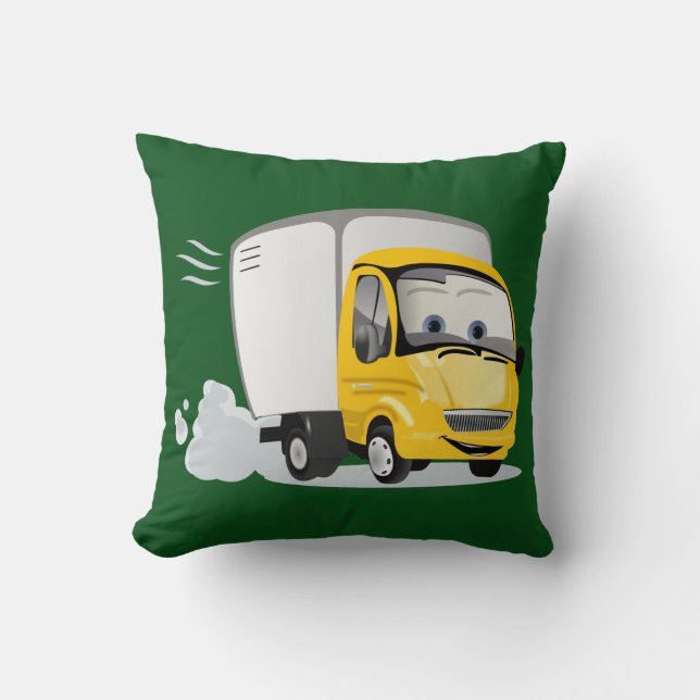 Little Yellow Cartoon Truck for Kids! Throw Pillow (Front)