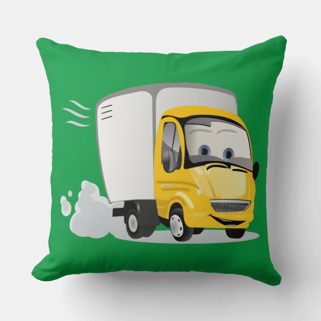 Little Yellow Cartoon Truck for Kids! Throw Pillow (Front)
