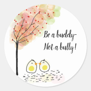 Little Yellow Chicks Under a Tree Be a Buddy Classic Round Sticker