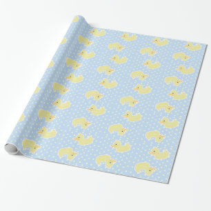 Little Yellow Duck Wrapping Paper (Light Blue)