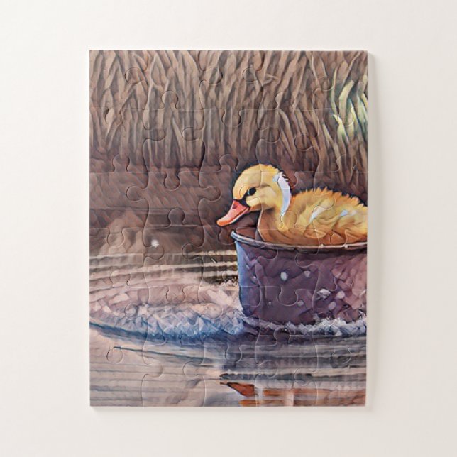 Little Yellow Duckling Playing In Bucket Jigsaw Puzzle (Vertical)