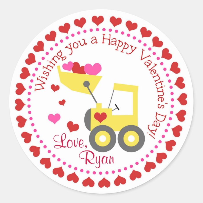 Little Yellow Dump Truck Valentines Day Stickers
