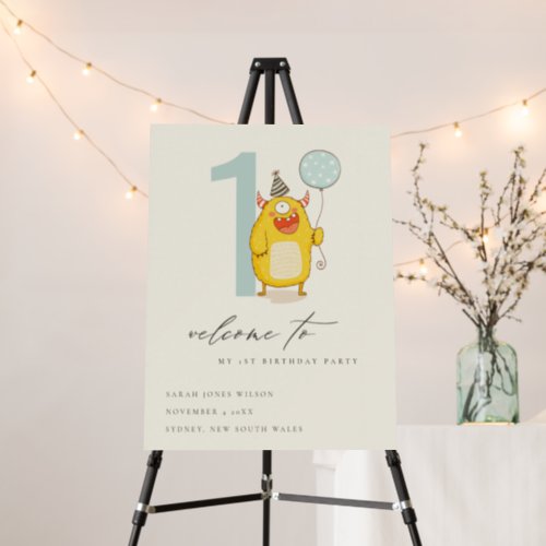 Little Yellow Monster Any Age Birthday Welcome Foam Board
