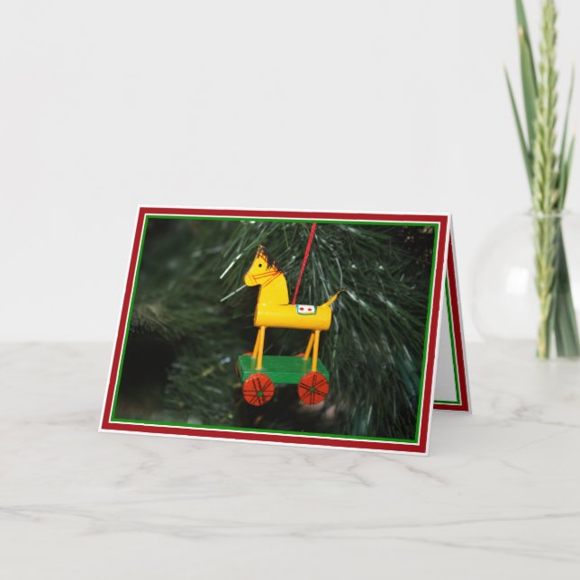 Little Yellow Pony  Christmas Ornament Holiday Card (Front)