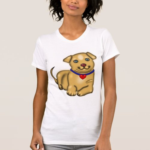 Little Yellow Puppy With Heart Dog   T_Shirt