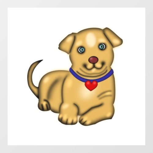 Little Yellow Puppy With Heart Dog   Wall Decal