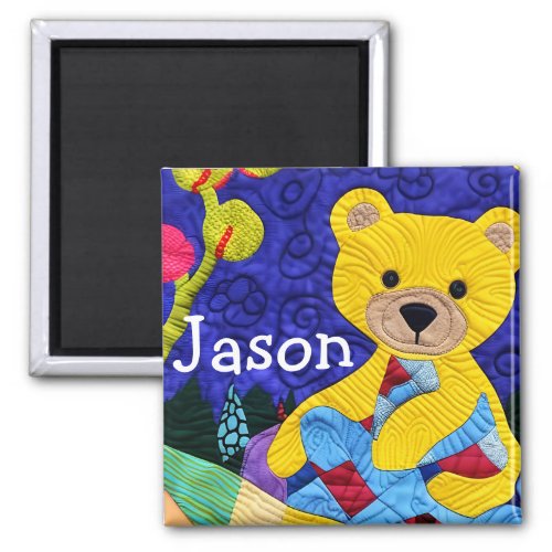 Little Yellow Teddy Bear Quilt Like Design Magnet