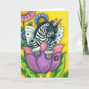 LITTLE ZEBO WHIMSYNICKER, ZEBRA UNICORN Blank Holiday Card